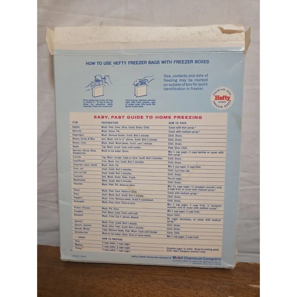 Hefty Freezer Boxes 20 Count 1 Quart Capacity 1970s Vintage TV Advertising